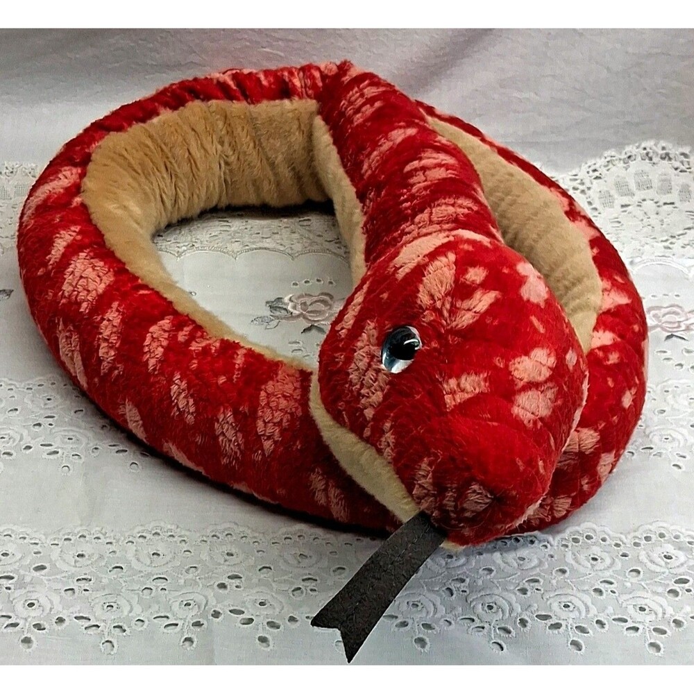 Aurora Plush Stuffed Snake Red & Tan with Blue Eyes Aurora World Inc.